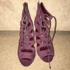 Purple lace up heels